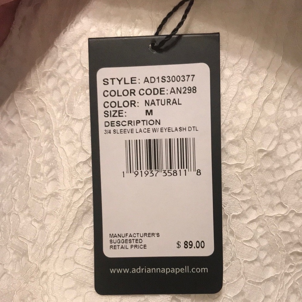 NWT Adrianna Papell White Lace Top Size M - Picture 5 of 8